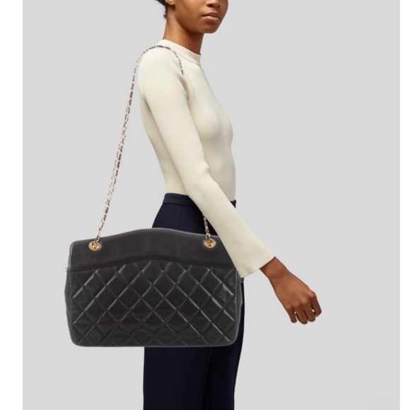 CHANEL Handbags - Chanel vintage quilted tote caviar bag purse black